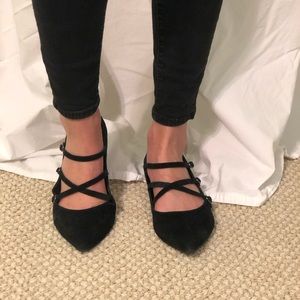 Strappy black flats